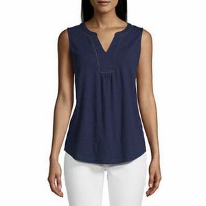 St. John's Bay Womens Y Neck Sleeveless Tank Top